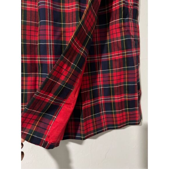 J.G Hook red plaid 100% wool wrap skirt with pockets 6 - Picture 9 of 11